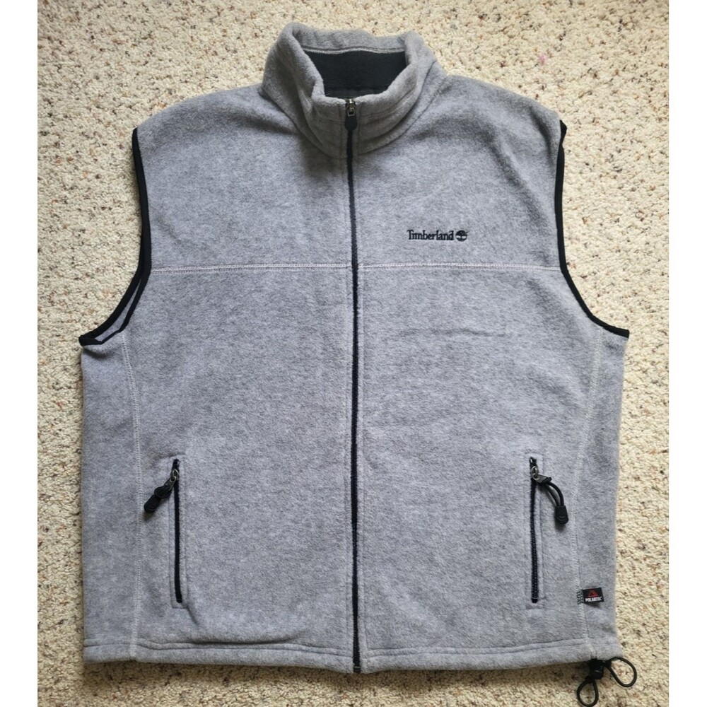 Timberland Polartec Fleece Vest Men’s XL Heather Gray Outdoor Hiking